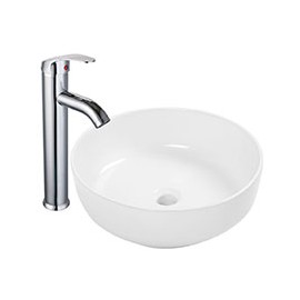 OVALÍN CERÁMICO BLANCO DE 41 CM CON LLAVE MEZCLADORA MONOMANDO