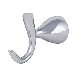 GANCHO DOBLE PARA BATAS METAL PLATA 1 PIEZA