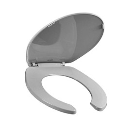 ASIENTO PARA BAÑO PLÁSTICO REDONDO GRIS FRENTE ABIERTO BEMIS