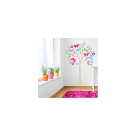 VINIL GRANDE NIÑA ÁRBOL CON FLORES Y MARIPOSAS