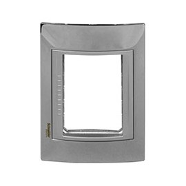 PLACA DE 3 MÓDULOS METÁLICA CROMO BRILLANTE