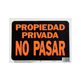 LETRERO DE PLÁSTICO PARA PARED PROPIEDAD PRIVADA NO PASAR 21.5 X 30.6 CM