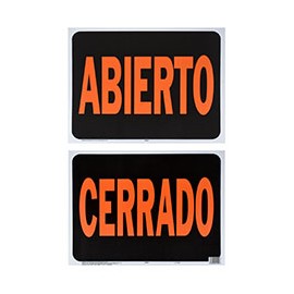 LETRERO DE PLÁSTICO PARA PARED CERRADO/ABIERTO 36.5 X 47 CM