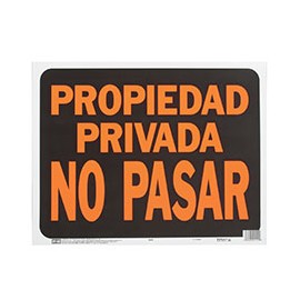 LETRERO DE PLÁSTICO PARA PARED "PROPIEDAD PRIVADA" DE 47 X 37 CM