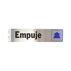 LETRERO DE ALUMINIO PARA PARED "EMPUJE" DE 20.3 X 5.1 CM