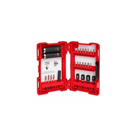 JUEGO DE PUNTAS SHOCKWAVE MILWAUKEE ACERO 26 PIEZAS