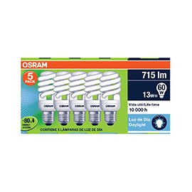 FOCO AHORRADOR OSRAM13W 5PACK LUZ FRIA