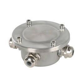 CAJA ELÉCTRICA CON 3 CONECTORES ACERO INOXIDABLE