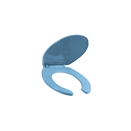 ASIENTO PARA BAÑO PLÁSTICO REDONDO AZUL FRENTE ABIERTO BEMIS