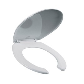 ASIENTO PARA BAÑO PLÁSTICO REDONDO BLANCO FRENTE ABIERTO BEMIS