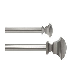 SET DE CORTINERO AJUSTABLE DOBLE ESTILO CUADRADO DE 91.4 A 182 CM PLATA NÍQUEL SATINADO