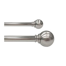 SET DE CORTINERO AJUSTABLE DOBLE ESTILO BOLA DE 91.4 A 1.82 CM PLATA NÍQUEL SATINADO