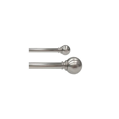 SET DE CORTINERO AJUSTABLE DOBLE ESTILO BOLA DE 91.4 A 1.82 CM PLATA NÍQUEL SATINADO