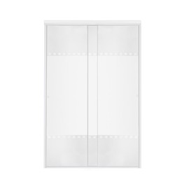 CANCEL DE 1.56 A 1.60 X ALTURA 1.87M. CRISTAL TEMPLADO DOBLE CORREDIZO GRABADO MEDIEVAL CON ALUMINIO BLANCO