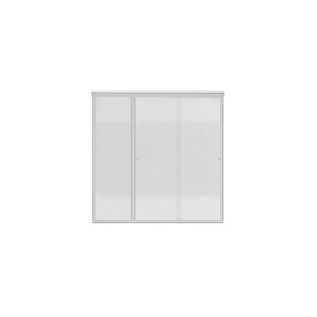 CANCEL DE CRISTAL TEMPLADO ALUMINIO NATURAL FIJO Y 2 CORREDIZOS 1.81 X 1.85 X 1.87 M