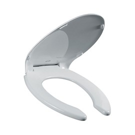ASIENTO PARA BAÑO PLÁSTICO ALARGADO BLANCO FRENTE ABIERTO BEMIS