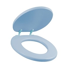 ASIENTO PARA BAÑO ACOLCHADO REDONDO AZUL FRENTE CERRADO BEMIS