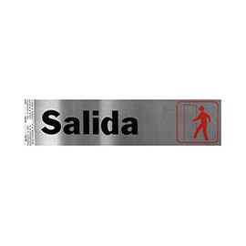 LETRERO DE ALUMINIO PARA PARED SALIDA 5 X 20.5 CM