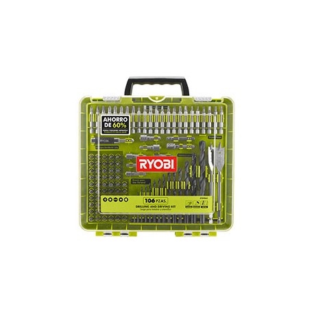KIT PARA TALADRAR Y ATORNILLAR DE 106 PIEZAS RYOBI