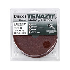 DISCO PARA LIJADO Y PULIDO DE 4 1/2 X 7/8 DE PULGADA ROJO 5 PIEZAS