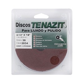 DISCOS PARA LIJADO Y PULIDO 4 1/2 X 7/8 DE PULGADA ROJO 5 PIEZAS
