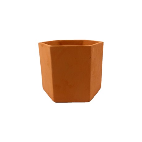 MACETA CERAMICA BARRO HEXAGONAL 4 PULGADAS