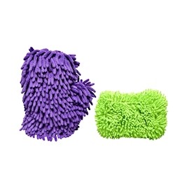 GUANTE Y ESPONJA MULTIUSOS DE MICROFIBRA MULTICOLOR 2 PIEZAS