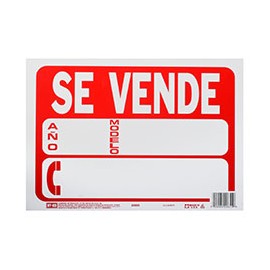 LETRERO DE PLÁSTICO PARA PARED SE VENDE 21.6 X 30.4 CM