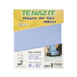 HOJAS DE LIJA ACABADO FINO DE 4 1/2 PULGADAS X 5 1/2 PULGADAS 8 PIEZAS