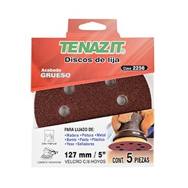 DISCO DE LIJA GRUESO VELCRO DE 5 PULGADAS 5 PIEZAS