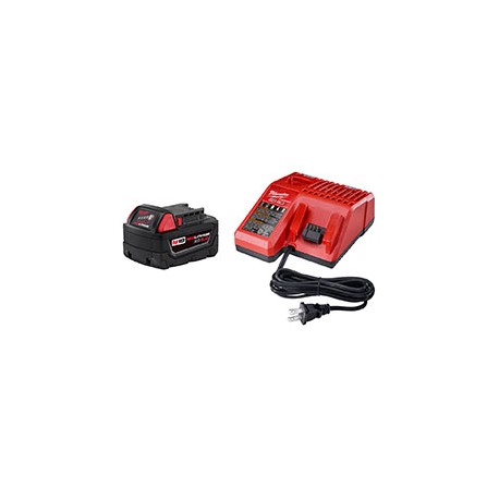 M18 CARGADOR DE BATERÍAS PARA 12V Y 18V CON (1) BATERÍA 18V DE 5.0 AH.