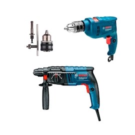 COMBO DE MARTILLO PERFORADOR CON ADAPTADOR SDS PLUS Y TALADRO ROTOMARTILLO BOSCH