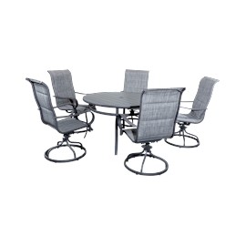 COMEDOR DE JARDÍN PRESCOTT GRIS 5 SILLAS TELA ESTRUCTURA DE ACERO