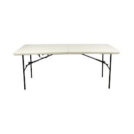 MESA RECTANGULAR TIPO MALETA 182 X 76.2 X 74.9 CM BEIGE DE PLÁSTICO Y ESTRUCTURA DE ACERO