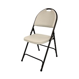 SILLA PLEGABLE BEIGE DE RESINA CON ESTRUCTURA DE ACERO