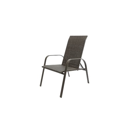 SILLA RECLINABLE FIJA CAFÉ CUBIERTA DE RATÁN Y ESTRUCTURA DE ACERO