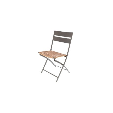 SILLA ACERO CON RATAN PLEGABLE CAFÉ