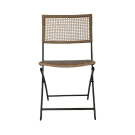 SILLA PLEGABLE BEIGE TELA RATÁN Y ESTRUCTURA DE ACERO