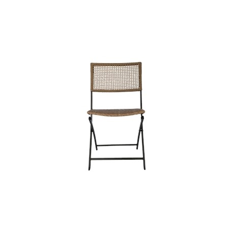 SILLA PLEGABLE BEIGE TELA RATÁN Y ESTRUCTURA DE ACERO