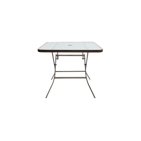 MESA CUADRADA PLEGABLE 86 X 86 CM NEGRO ESTRUCTURA ACERO Y VIDRIO