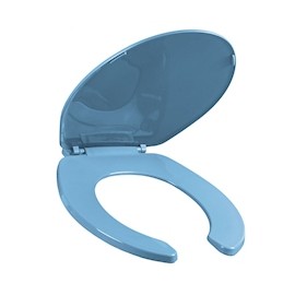 ASIENTO PARA BAÑO PLÁSTICO REDONDO AZUL FRENTE ABIERTO BEMIS