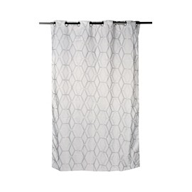 CORTINA DE JACQUARD CON ARILLOS POLIÉSTER GRIS 210 X 140 CM