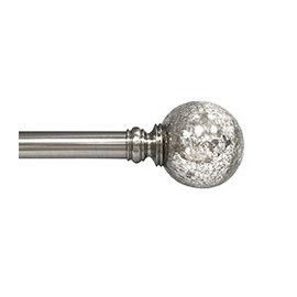 SET PREMIUM DE CORTINERO AJUSTABLE SIMPLE ESTILO BOLA CRAQUELADA DE 182 A 365 CM PLATA NÍQUEL CEPILLADO