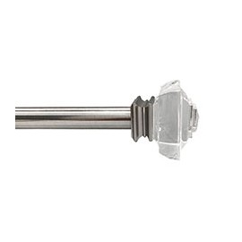 SET PREMIUM DE CORTINERO AJUSTABLE SIMPLE ESTILO CUADRADO DE CRISTAL DE 182 A 365 CM PLATA NÍQUEL CEPILLADO