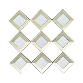 SET DE 3 ESPEJOS DIAMANTE 25 X 25 CM CHAMPAGNE