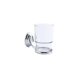 PORTA VASO CROMADO CON VASO DE VIDRIO
