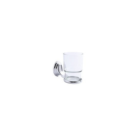 PORTA VASO CROMADO CON VASO DE VIDRIO