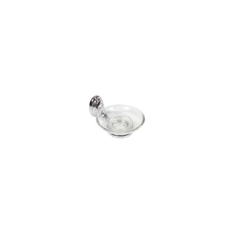 JABONERA DE VIDRIO CON BASE CROMADA