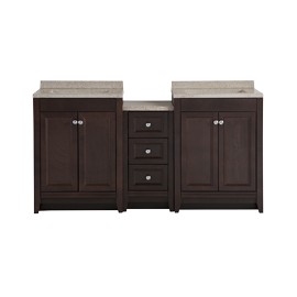 MUEBLE PARA BAÑO DELRIDGE CHOCOLATE CON LAVABO 62.23 X 47.62 X 89.94 CM DE PISO 3 PIEZAS