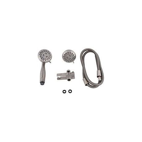 KIT DE DOS REGADERAS 3 FUNCIONES CON BRAZO PLATA GLACIER BAY